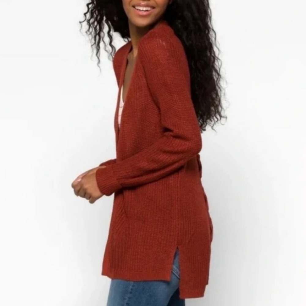 Pinque Stitch Fix Jamelya Rust Open Cardigan Back Detail Sweater Women's Small - Picture 9 of 11